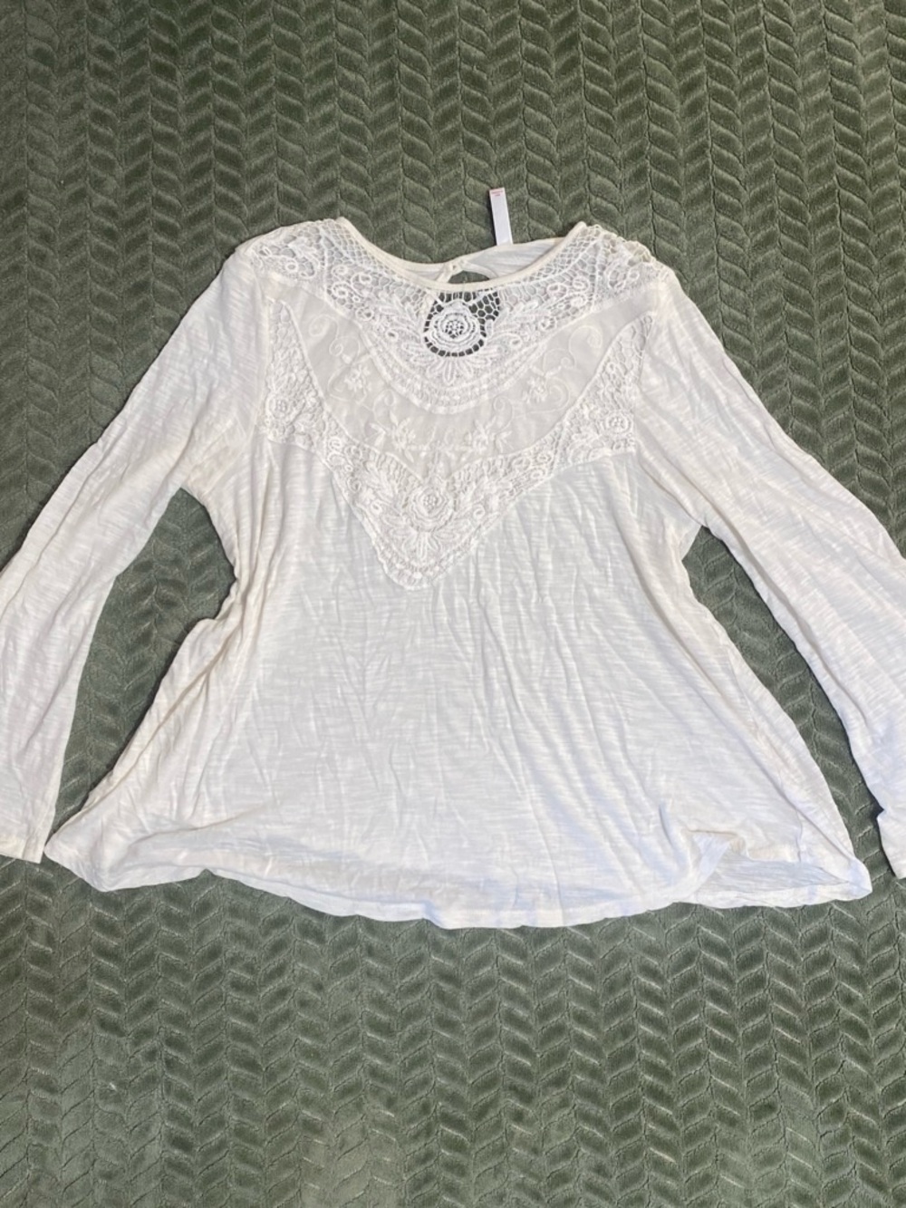 White Lace Boho Long-Sleeve Women's Top XL